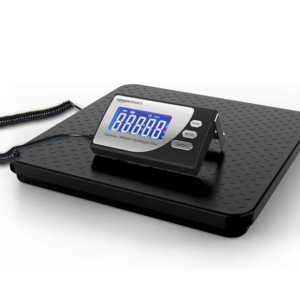 Amazon Basics Digital Postal Scale with Tare Function, Heavy Duty, Aluminium Platform, 440 lb Capacity, Digital Shipping, Portable, Black
